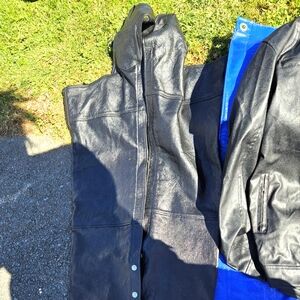 Ladies Black Leather Bike Chaps